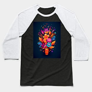 Abstract beautiful flowers on a dark background. Baseball T-Shirt